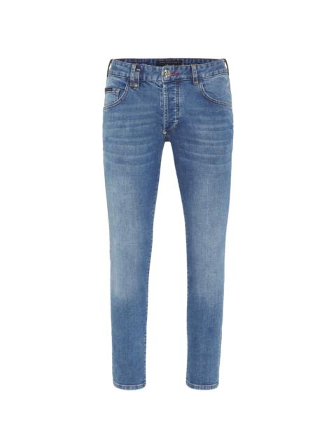 Skull mid-rise skinny jeans