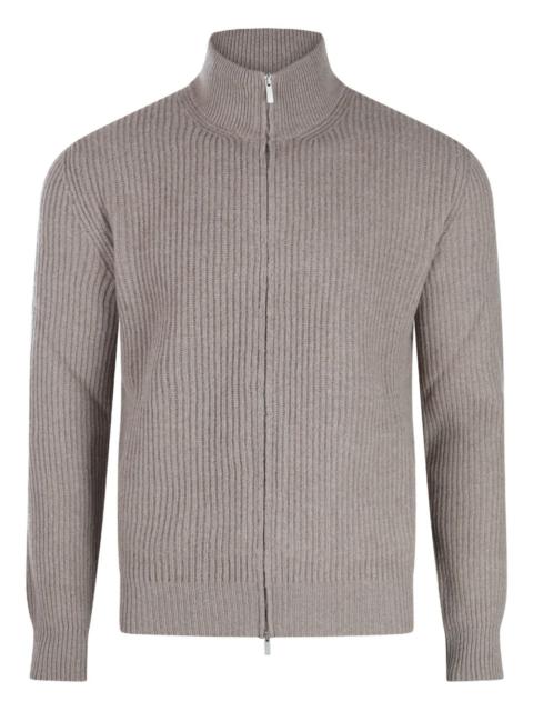 LARDINI high-collar zip-up sweater