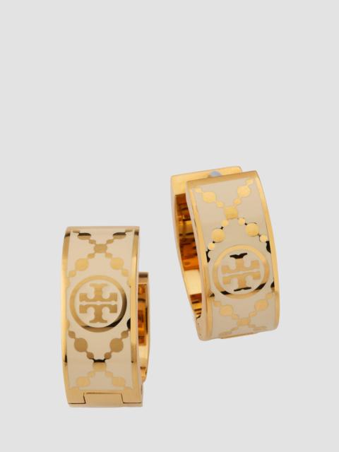 TORY BURCH Women's Small Icon T Monogram Hoop Earrings - Gold Ivory