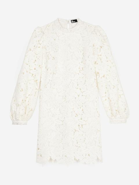 The Kooples SHORT DRESS IN ECRU FLORAL LACE