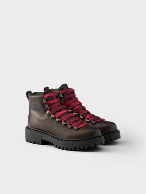 Prada Leather lace-up booties