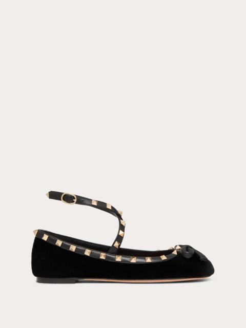 ROCKSTUD VELVET BALLERINA