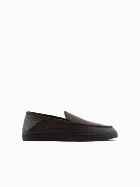 GIORGIO ARMANI Galleria 3 deerskin slip-ons with threading