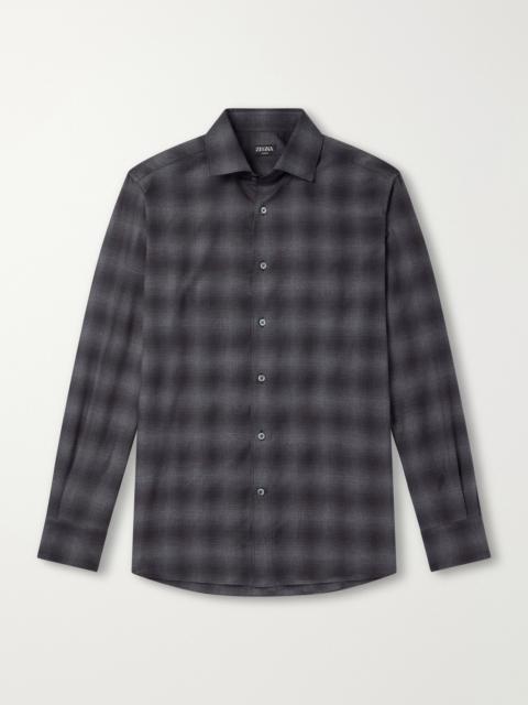 ZEGNA Checked Cotton and Cashmere-Blend Shirt