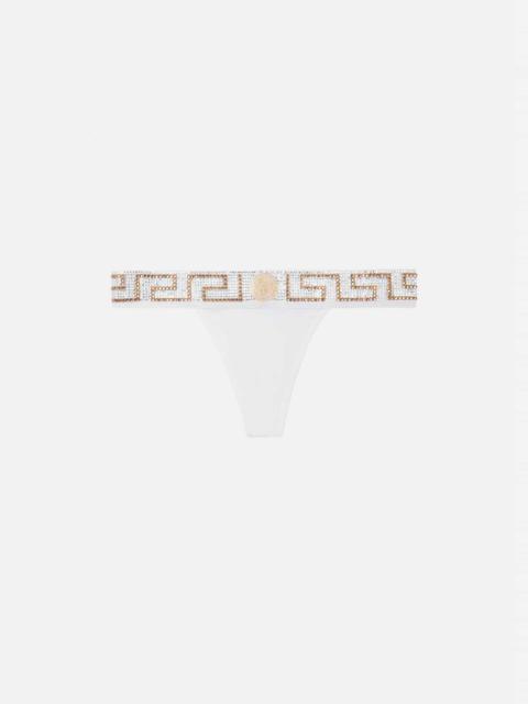VERSACE Crystal Greca Thong