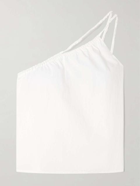 DEIJI STUDIOS One-shoulder organic cotton-poplin top White