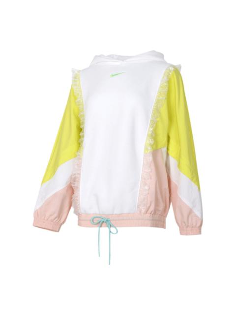 Nike (WMNS) Nike Sportswear New Year Contrast Color Stitching Lace Fleece Lined Stay Warm Pullover Hoodie