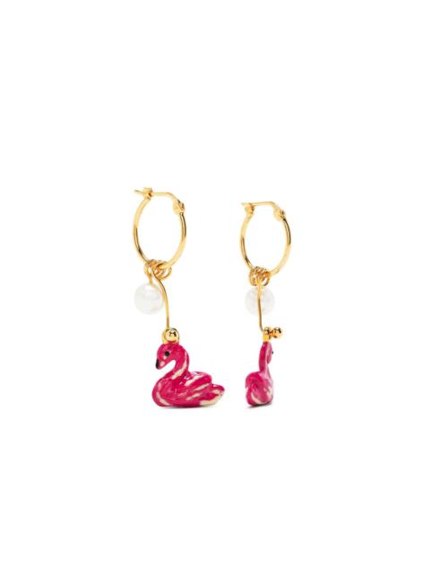 flamingo-pendant earrings
