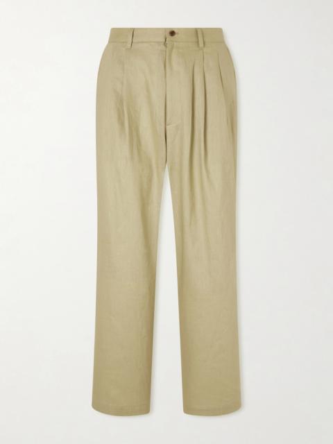 ssstein Wide-Leg Pleated Linen Trousers