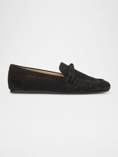 Stuart Weitzman Britt Bow Suede Loafers