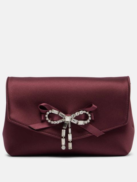 JIMMY CHOO Soft Bow Mini embellished satin clutch