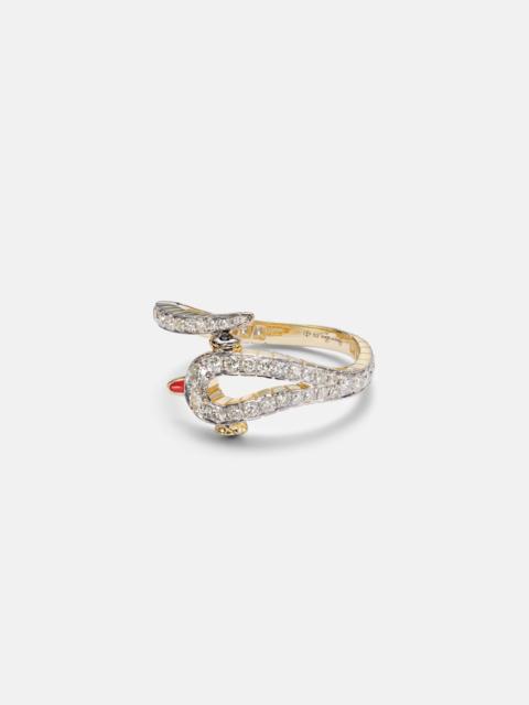 Yvonne Léon Python 9kt gold ring with diamonds