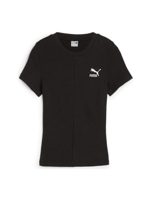 PUMA (WMNS) PUMA Classics Ribbed Slim T-Shirt 'Black' 626629-01