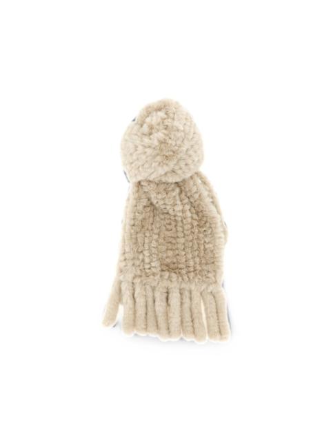 PINKO fringed plush-texture scarf