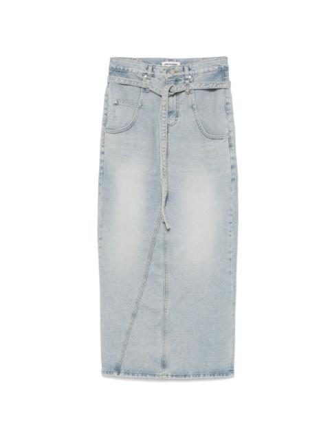 LOW CLASSIC belted denim maxi skirt