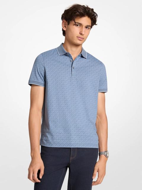 MICHAEL KORS Greenwich Signature Logo Print Cotton Polo Shirt