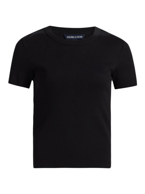 VERONICA BEARD Women's Pruitt Rib-Knit Cotton-Blend T-Shirt - Black