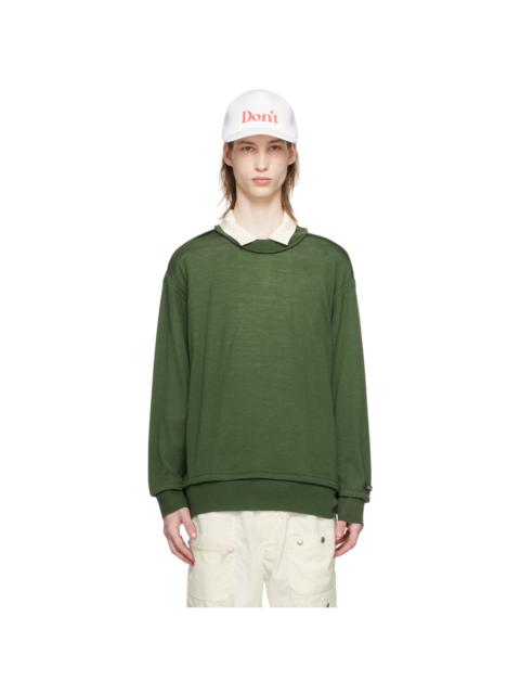 Green Exposed Seam Sweater