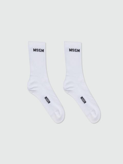 MSGM White jacquard logo socks