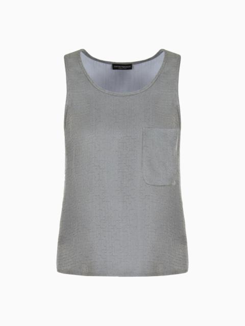 EMPORIO ARMANI ASV top in a Lyocell and silk blend with a geometric micro motif