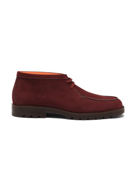 Santoni Men's red suede desert boot