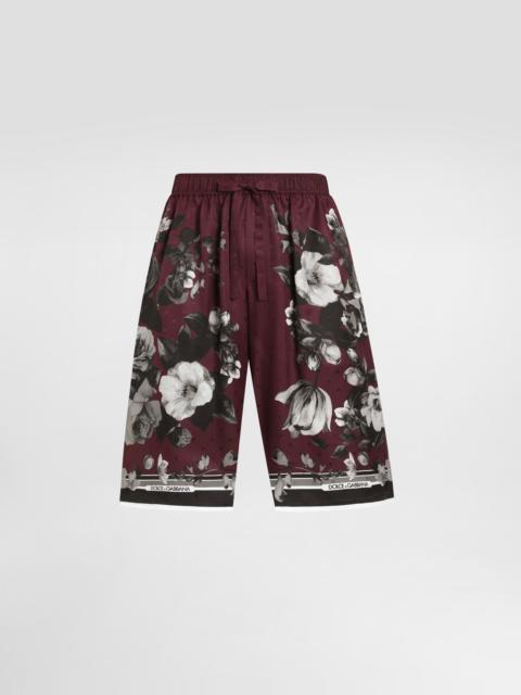 Dolce & Gabbana Peony ramage-print vanity twill trousers