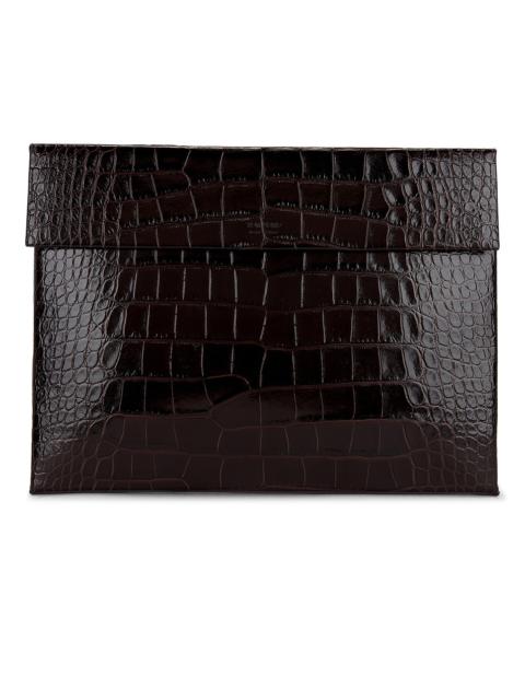 TOM FORD Shiny Printed Croc Slim Flap Portfolio