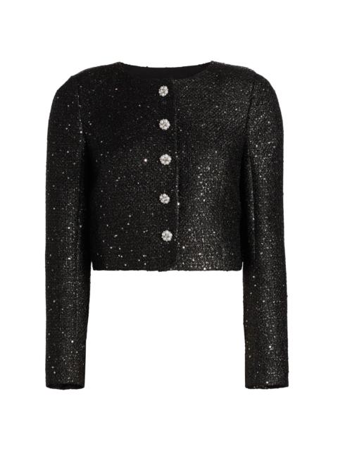 CAROLINA HERRERA Women's Sequined Tweed Crop Jacket - Black