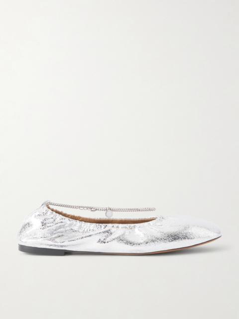 Stella McCartney Embellished Crinkled Metallic Flats