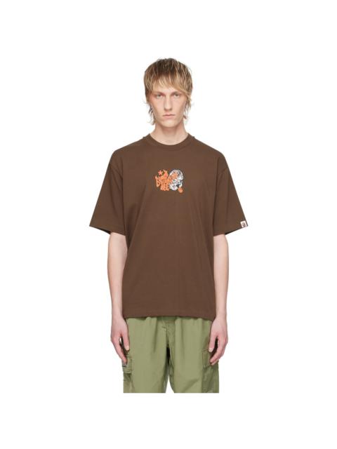 Brown Graffiti Ape Head T-Shirt