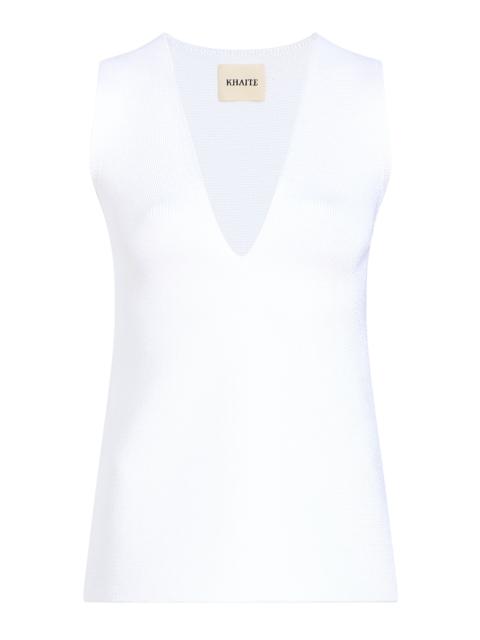 KHAITE Heidi V-Neck Top white