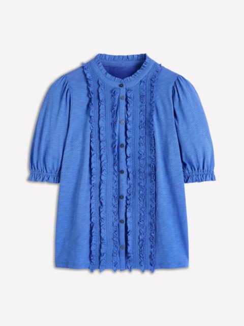 BODEN Eda Ruffle Front Shirt-Regatta