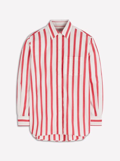 BODEN Sadie Relaxed Cotton Shirt-Ivory and Salsa Stripe