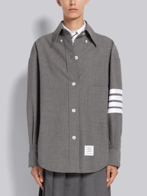 Thom Browne Medium Grey Cashmere Seersucker 4-Bar Supersized Shirt