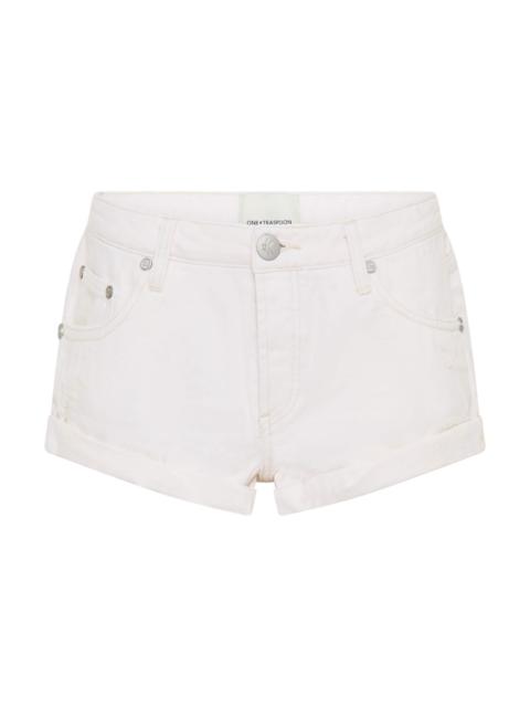 ONE TEASPOON Bandits Low Waist Denim Shorts - Milk White