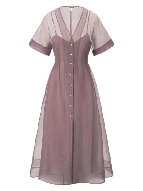 STAUD Women's Elle Semi-Sheer Midi-Shirtdress - Mink