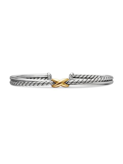DAVID YURMAN Women's Petite X Center Station Bracelet with 18K Yellow Gold - Silver