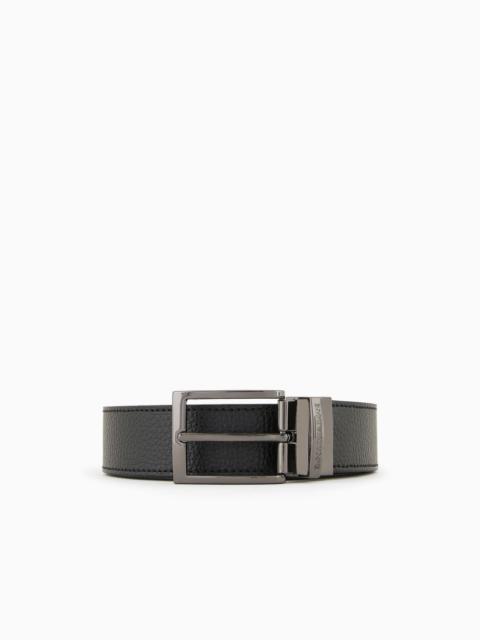 Palmellato-leather printed reversible belt