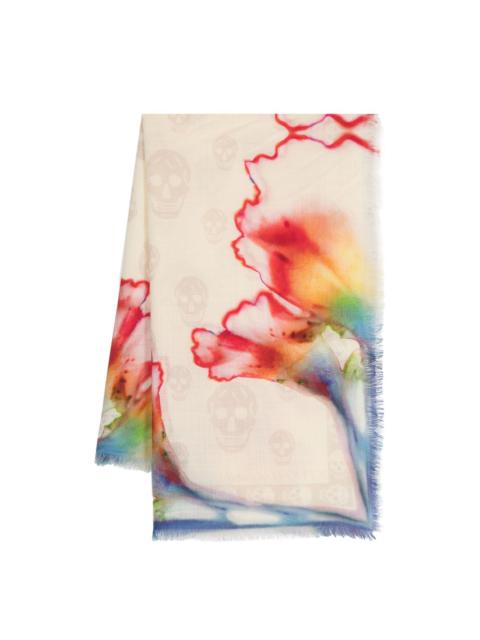 Solarised Flower wool scarf