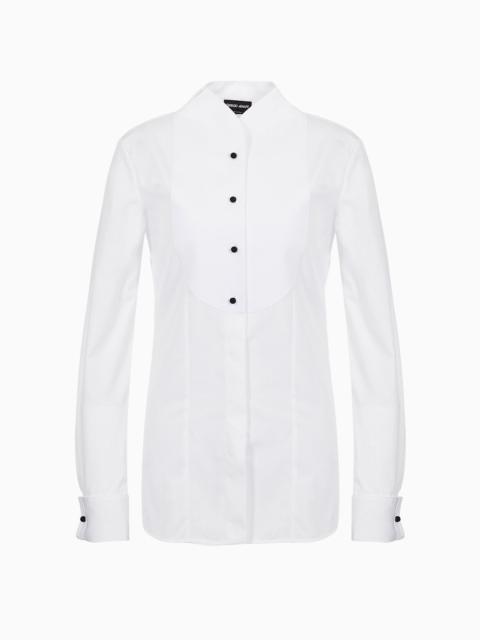 Cotton poplin tuxedo shirt with plastron