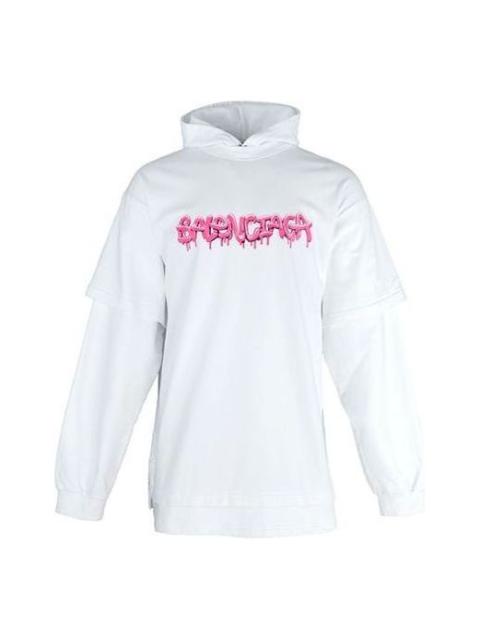 Balenciaga Slime Double Long Sleeve Hooded T-Shirt 'White Bubblegum' 681029TLVF10901