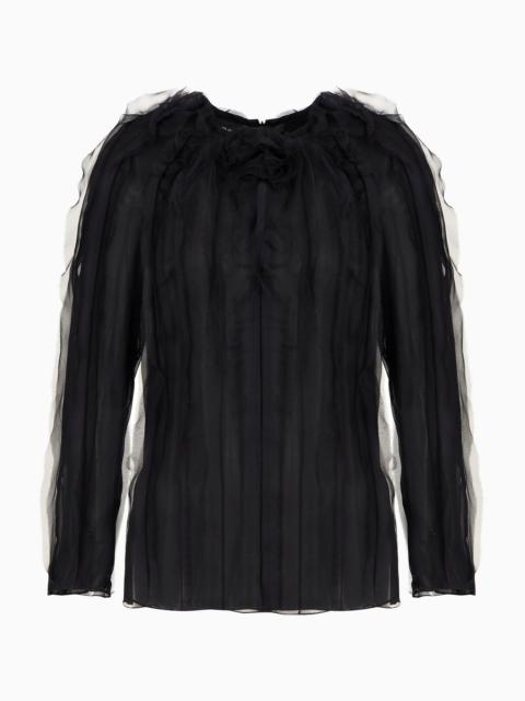 GIORGIO ARMANI Long-sleeved long shirt in silk organza