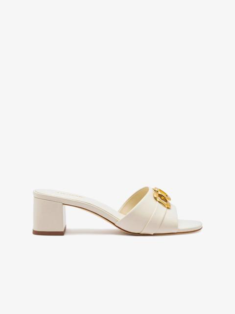 Larroudé Franca Block Sandal In Ivory Leather