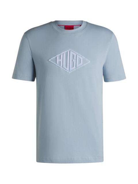 HUGO COTTON-JERSEY T-SHIRT WITH GEOMETRIC LOGO EMBROIDERY