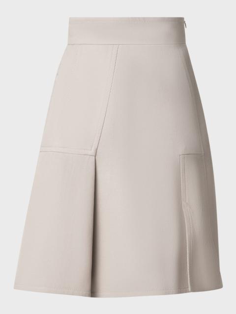 AKRIS Double-Face Cotton Midi Skirt with Irregular Pleating