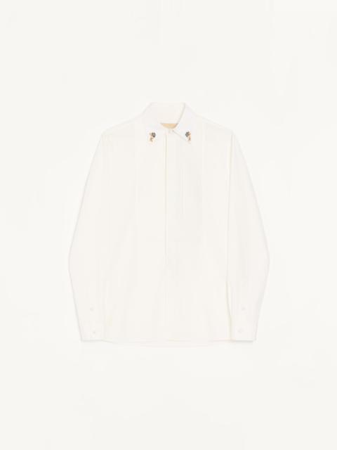 Valentino VALENTINO COTTON POPLIN SHIRT WITH PLEATED PLASTRON AND EMBROIDERY ON THE COLLAR