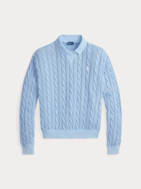Polo Ralph Lauren Cable-Knit Cotton Polo-Collar Sweater