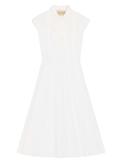 Valentino Women's Embroidered Poplin Midi Dress - White
