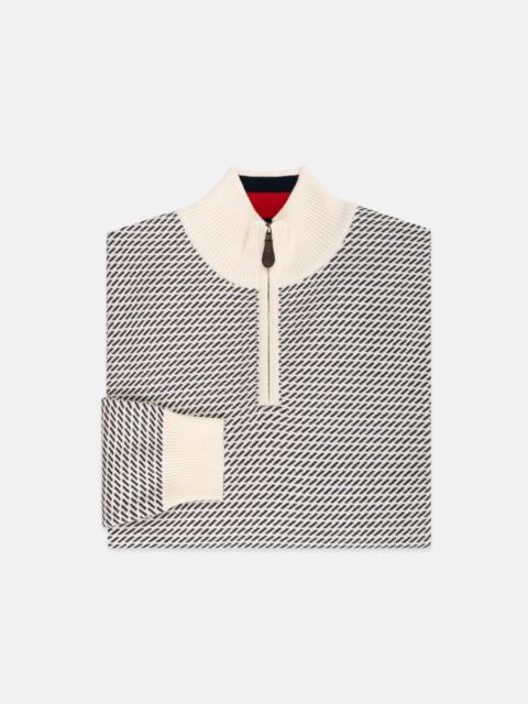 J. PRESS TIC PATTERN QUARTER ZIP SWEATER - CLASSIC FIT