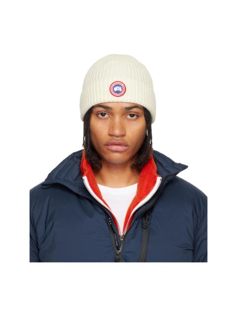 Canada Goose Off-White Rib Beanie
